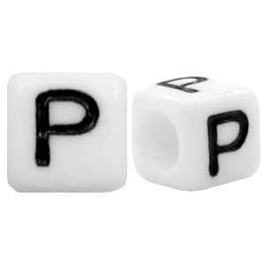 Perles acryliques alphabet lettre P blanc