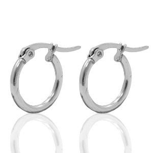 Boucles d'oreilles en acier inox cr&eacute;oles 15mm argent&eacute;