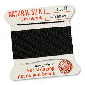 Griffin bead cord natural silk &Oslash;0.8mm Noir
