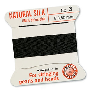 Griffin bead cord natural silk &Oslash;0.5mm Noir