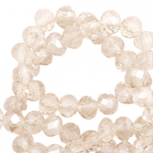 Perles &agrave; facettes 4x3 mm disque Light champagne-pearl shine coating