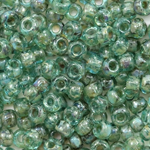 Perles de rocailles Miyuki 6/0 Transparent picasso sea foam green 6-4506