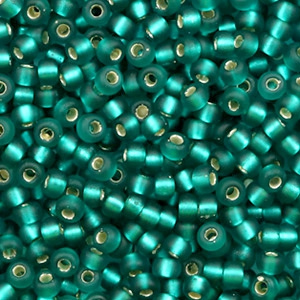 Perles de rocailles Miyuki 8/0 Silverlined matte teal green 8-2425F