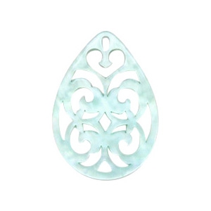Pendentifs en r&eacute;sine goutte baroque 38x27mm Aqua blanchi