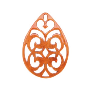 Pendentifs en r&eacute;sine goutte baroque 38x27mm Orange flamme
