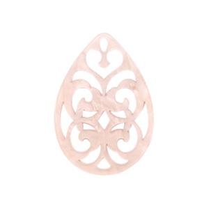 Pendentifs en r&eacute;sine goutte baroque 38x27mm Rose d&eacute;licatesse