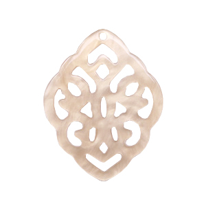 Pendentifs en r&eacute;sine losange baroque Beige semoule