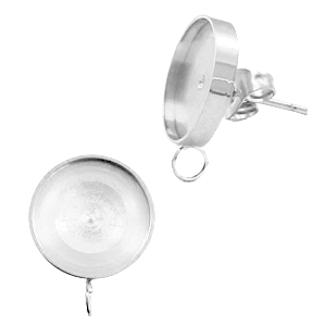 Boucles d'oreilles Polaris Steel (Inox) avec serti pour cabochon 7mm/Swarovski SS34 (avec anneau vertical)&nbsp; Argent&eacute;