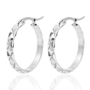 Boucles d'oreilles en acier inox cr&eacute;oles 25mm Argent&eacute;