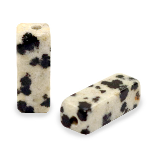 Pierres naturelles perles Jaspe Dalmatien tube Greige noir