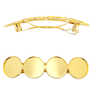 Sertis en m&eacute;tal pince &agrave; cheveux pour 4 cabochons 20mm Dor&eacute;