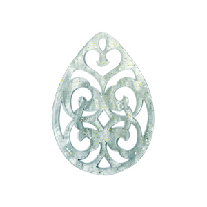Pendentifs en r&eacute;sine goutte baroque 38x27mm Gris cendre-vert