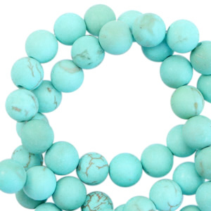 Pierres naturelles 6mm mat Bleu turquoise