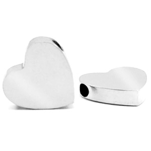 Perles en acier Inox c&oelig;ur argent&eacute;