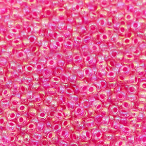 Perles de rocailles Miyuki 11/0 Hot pink lined crystal ab 11-355