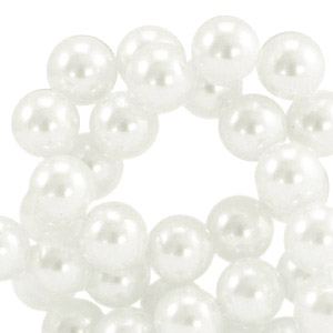 Perles en verre cir&eacute;es 4mm Top Quality Blanc