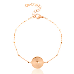 Bracelets en acier Polaris (Inox) avec serti pour cabochon 12mm petites boules Dor&eacute; ros&eacute;