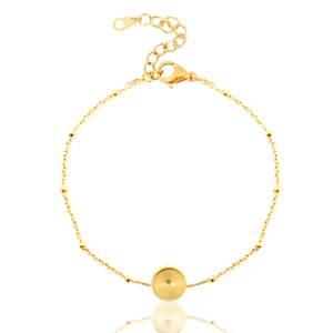 Bracelets en acier Polaris (Inox) avec serti pour cabochon 7mm / Swarovski SS34 petites boules Dor&eacute;