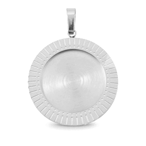 Breloques en acier Polaris (Inox) avec serti pour cabochon 20mm Argent&eacute;
