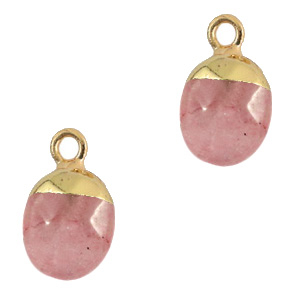Pierres naturelles pendentifs Quartz Rose pigeon fruit-dor&eacute;