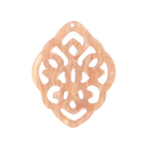 Pendentifs en r&eacute;sine losange baroque Rose p&ecirc;che