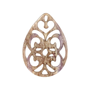 Pendentifs en r&eacute;sine goutte baroque 38x27mm Taupe amande sucr&eacute;