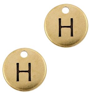 Breloques en m&eacute;tal DQ lettre H Bronze antique (sans nickel)