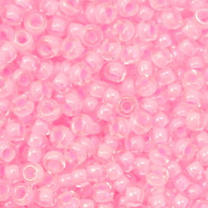 Perles de rocailles Miyuki 8/0 Pink lined crystal 8-207
