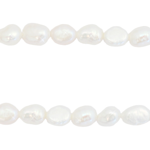 BQ Perles d'eau douce nugget ovale 8x5-6mm Blanc naturel