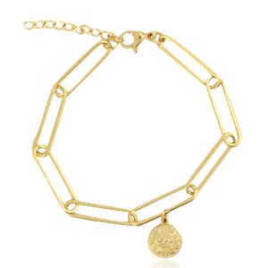 Bracelets en acier inox m&eacute;daillon Dor&eacute;