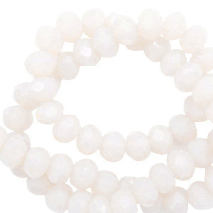 Perles &agrave; facettes 6x5mm disque Blanc doux-pearl shine coating