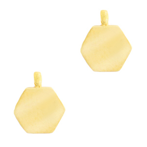 Breloques en acier inox hexagone Dor&eacute;