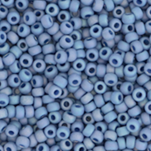 Perles de rocailles Miyuki 11/0 Opaque glazed frosted rainbow soft blue 11-4704