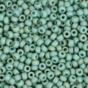 Perles de rocailles Miyuki 11/0 Opaque glazed frosted rainbow celadon green 11-4701