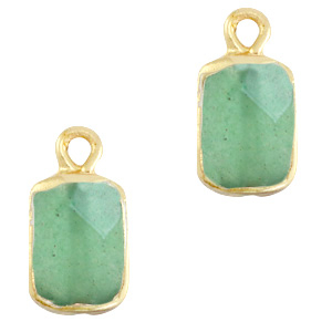 Pierres naturelles pendentifs rectangle Vert oc&eacute;an-dor&eacute;