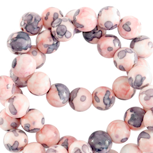 Pierres naturelles 6mm rond Rose clair-bleu