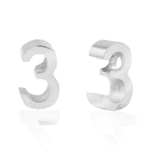 Perles en acier Inox chiffre 3 Argent&eacute;