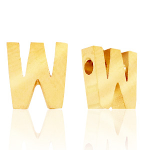 Perles en acier Inox lettre W Dor&eacute;
