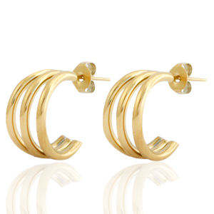 Boucles d'oreilles puces en acier inox cr&eacute;oles Dor&eacute;