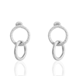 Boucles d'oreilles puces en acier inox anneaux Argent&eacute;