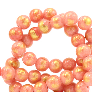 Pierres naturelles Calcite 6mm Rose corail-dor&eacute;