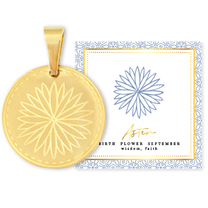 Mix & Match breloques en acier Inox 15mm Fleur de naissance Septembre - Aster Dor&eacute;