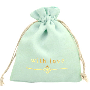 Sachet &agrave; bijoux "with love" Vert menthe-dor&eacute;