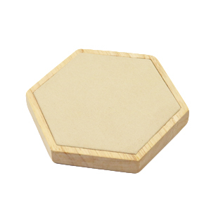 Pr&eacute;sentoir bijoux hexagone en bois et simili daim pour bijoux divers Naturel-beige
