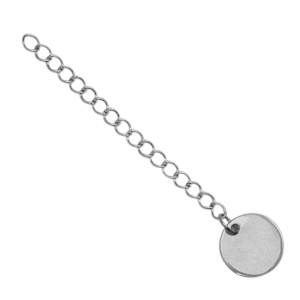 Appr&ecirc;ts en acier inox cha&icirc;nette d'extension m&eacute;daillon rond 12mm Argent&eacute;