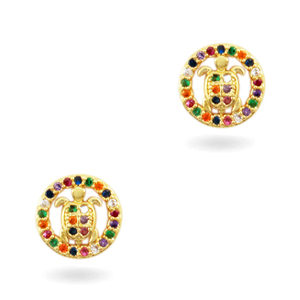 &Eacute;l&eacute;ments en laiton et zirconium arc-en-ciel tortue Dor&eacute;