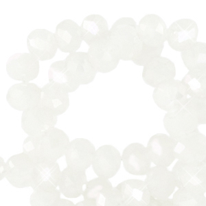 Perles &agrave; facettes 4x3mm disque Heishi Blanc marguerite-pearl shine coating