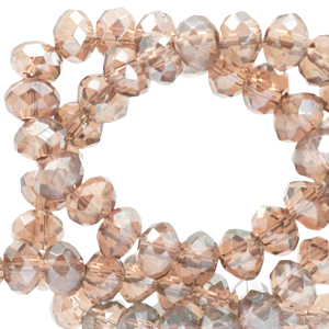 Perles &agrave; facettes 4x3mm disque Heishi Beige champagne-pearl shine coating