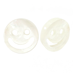 Perles coquillage smiley Blanc (couleur naturelle)