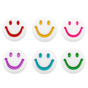 Perles lettres acryliques smiley Blanc-multicolore